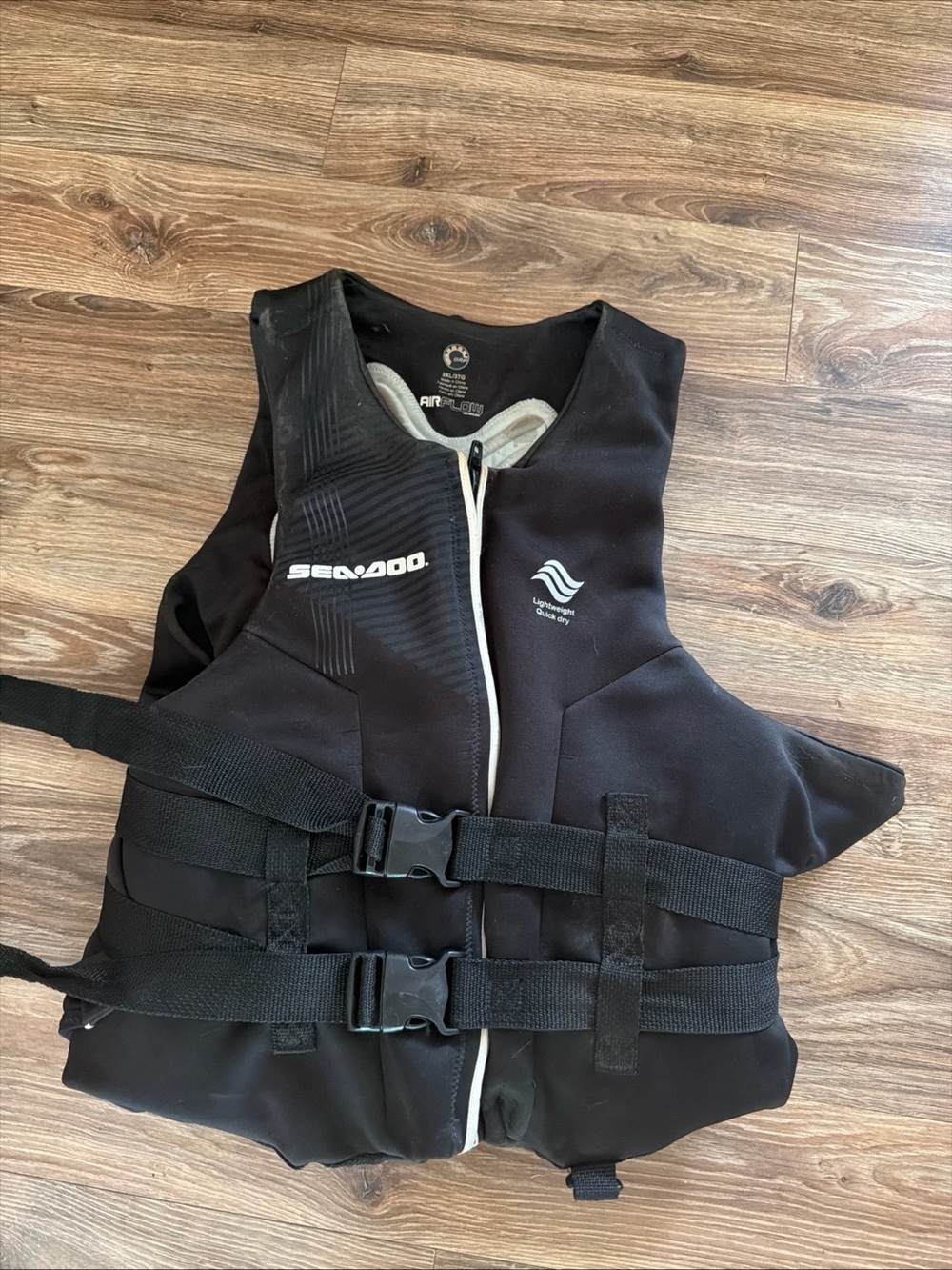 Sea-Doo Men's Black Neoprene Life Vest - Zip Front with Dual Buckles